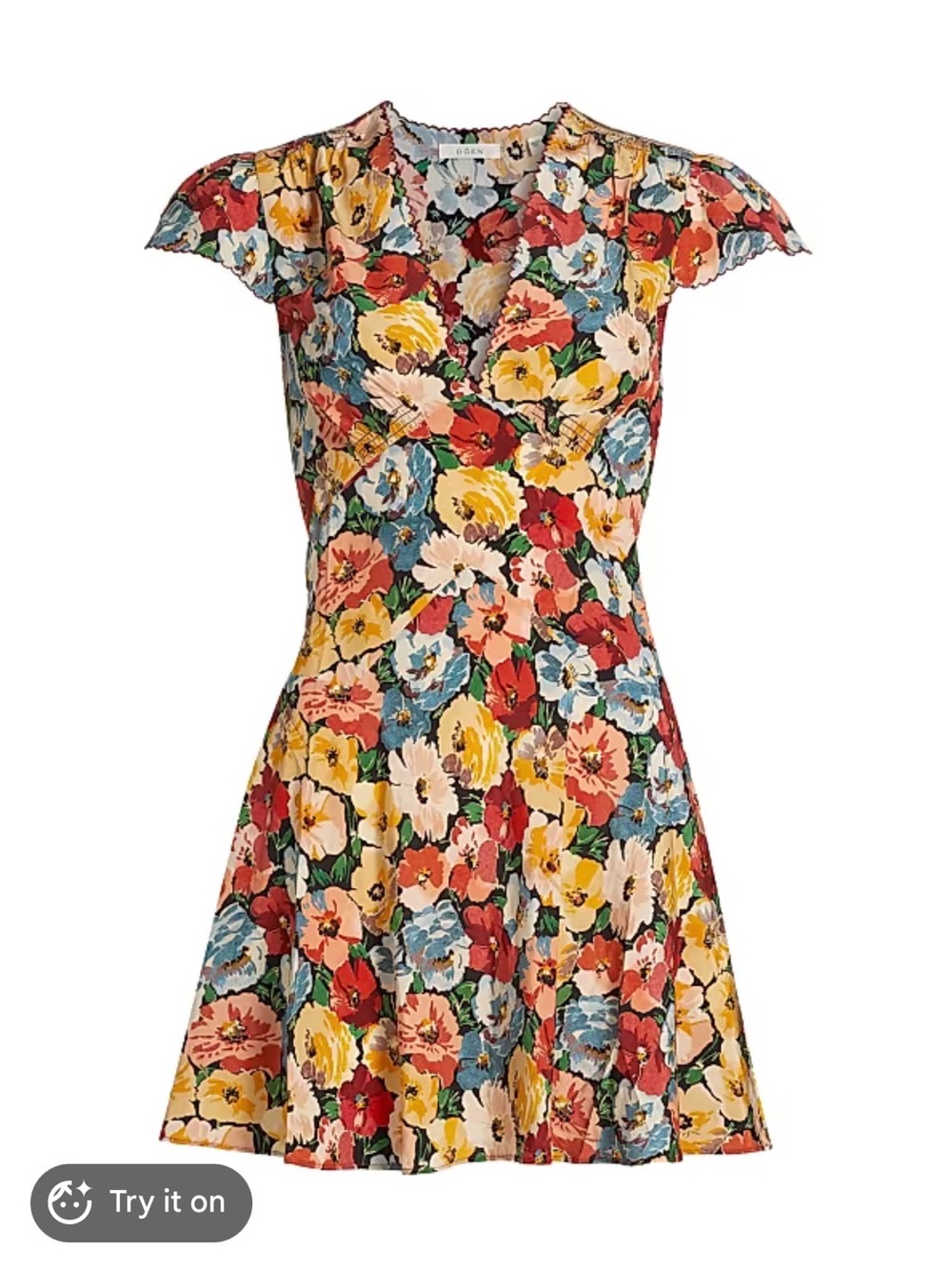 DÔEN Dianne Floral Silk Minidress in the Poppy Meadow print